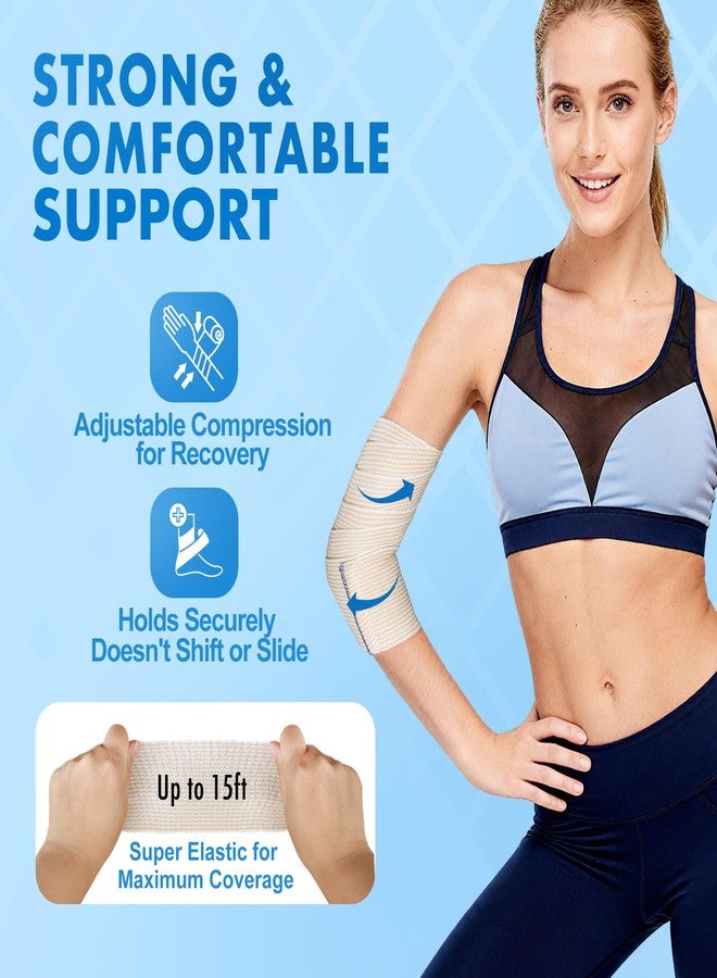 LotFancy Elastic Bandage Wrap, 4 Pack 4 Inch Cotton Compression Bandage, Self Closure on Both Ends, Medical Wrap for Ankle, Knee, Legs, Foot, Wrists, Support & First Aid for Injury Recovery, Sports - Image 4